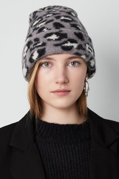 cappello con stampa pantera - grigio h5 Immagine2